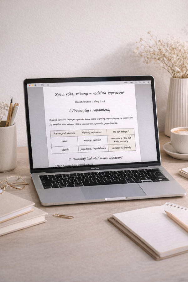 Róża, róże, różany – rodzina wyrazów [Karta pracy]