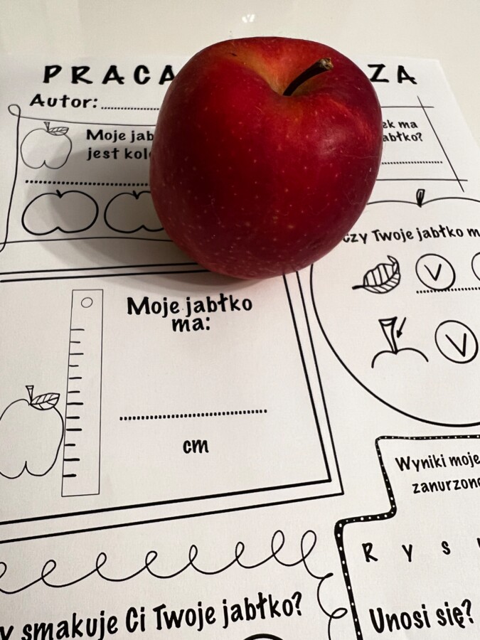 Nauczanie przez doświadczanie -Jabłko - Praca Badawcza, karta pracy
