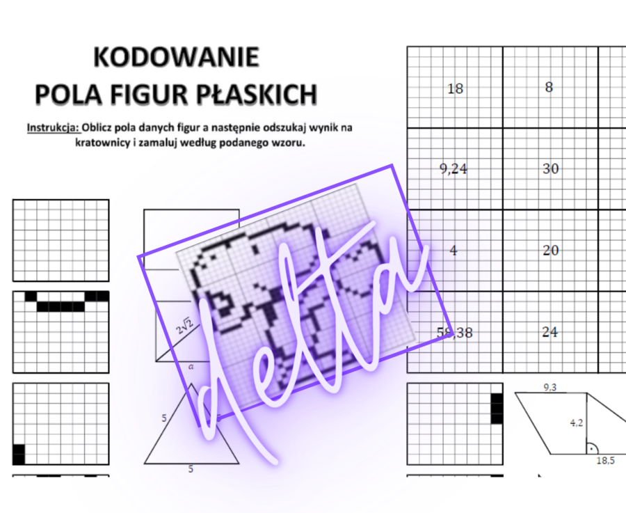 Kodowanie, pola figur płaskich, klasa 8, Snoopy