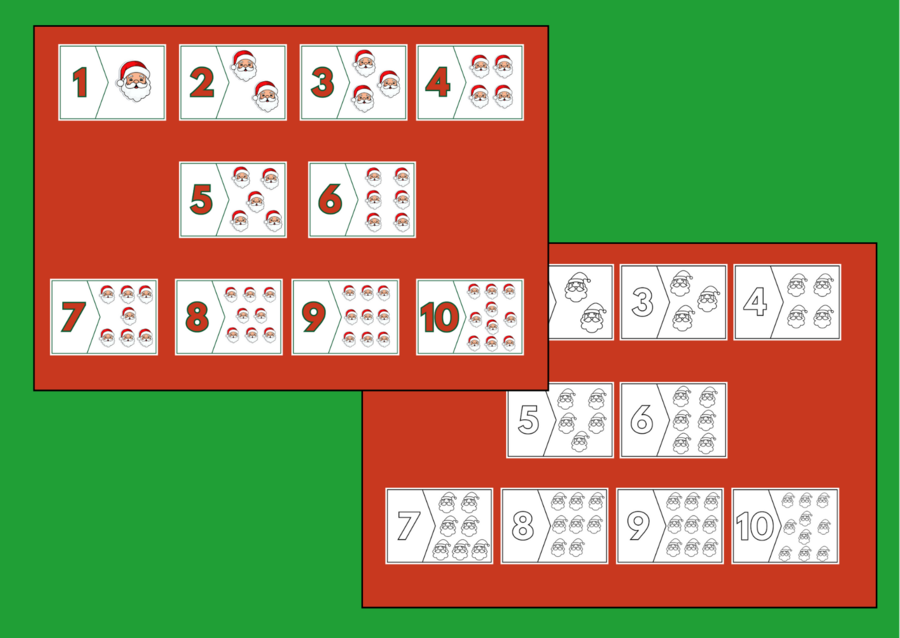 MIKOŁAJKOWE LICZENIE – Mikołajki - Boże Narodzenie - puzzle – układanka- układanki – biblioteka – świetlica – przedszkole – 2 wersje