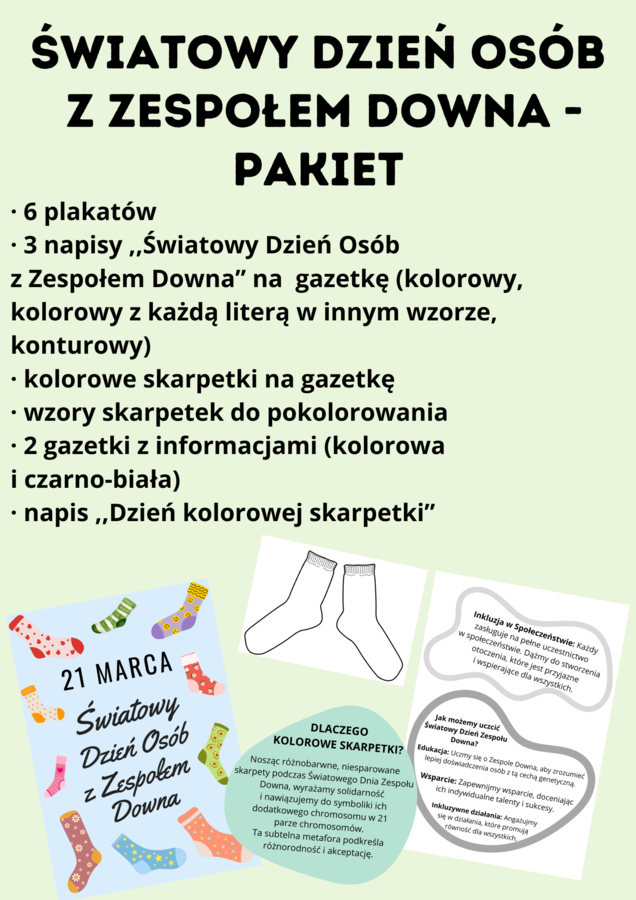 Światowy Dzień Osób z Zespołem Downa; Dzień kolorowej Skarpetki - gazetka