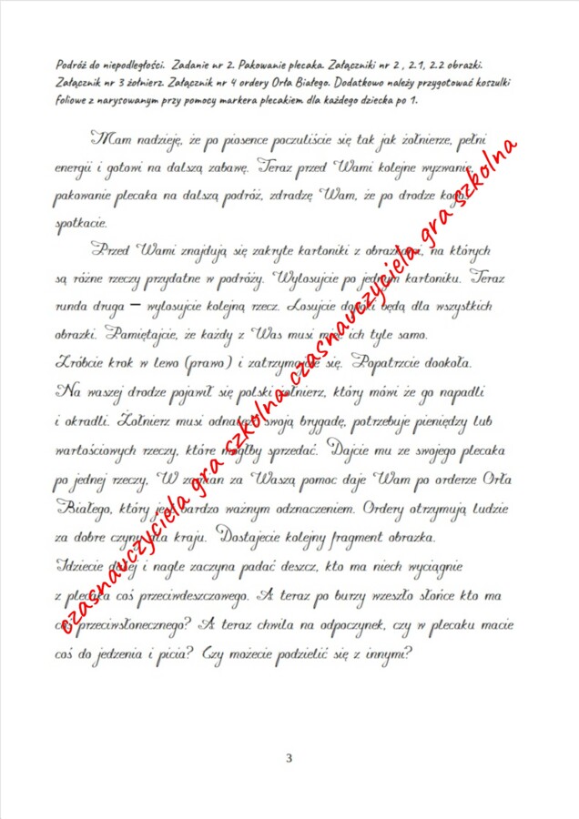 Podróż do niepodległości - gra szkolna klasy I-III