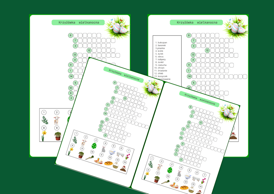 WIELKANOC - KRZYŻÓWKA obrazkowa – ćwiczenia redakcyjne