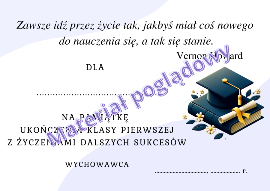 Wkładki do książek. Zakończenie roku szkolnego. Klasy 1-8 . Wzór 8