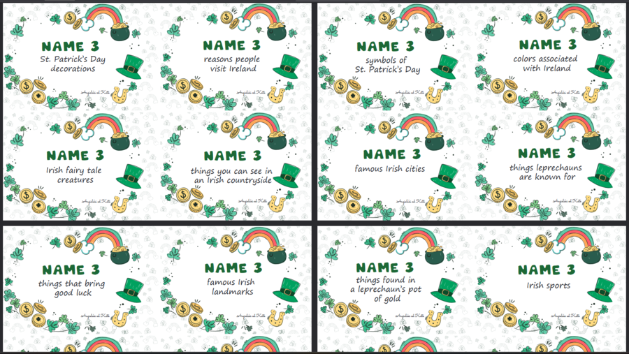 St. Patrick's Day (Dzień św. Patryka) gra Name 3 /40 kart