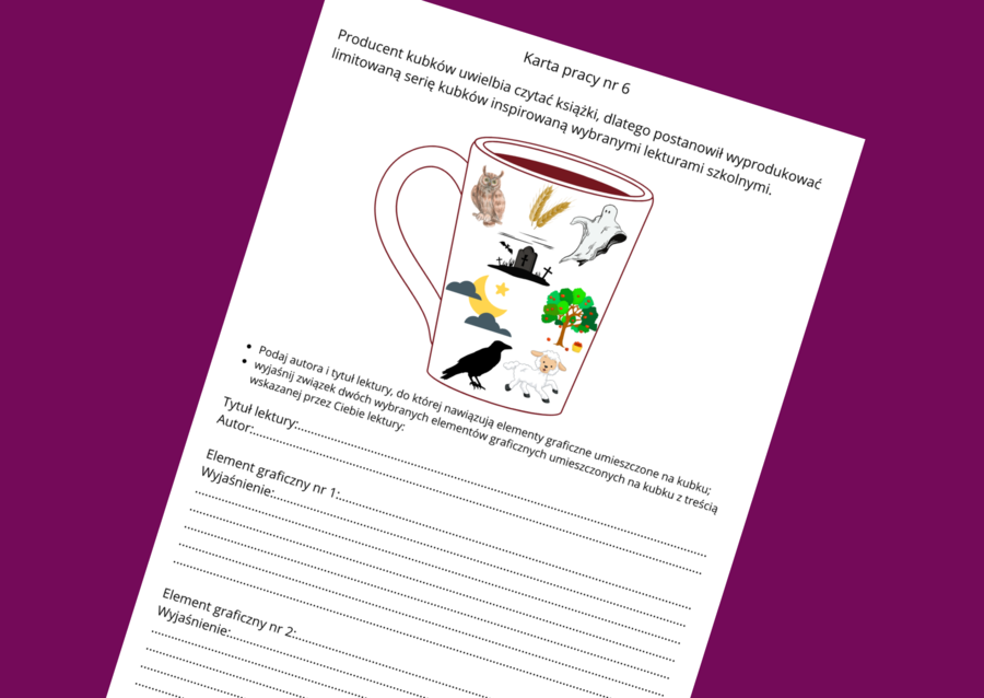 "DZIADY cz. II” – lektury- kl. 4-8 – ikonki – powtórzenie – powtórka – egzamin – karta pracy