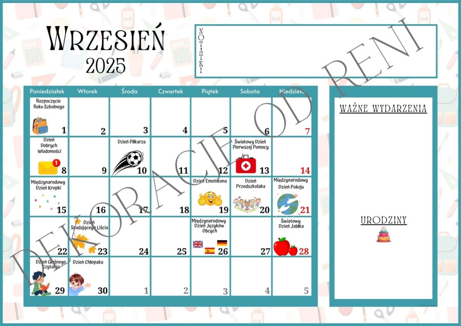 Kalendarz Szkolny 2025/2026 z świętami i dniami nietypowymi