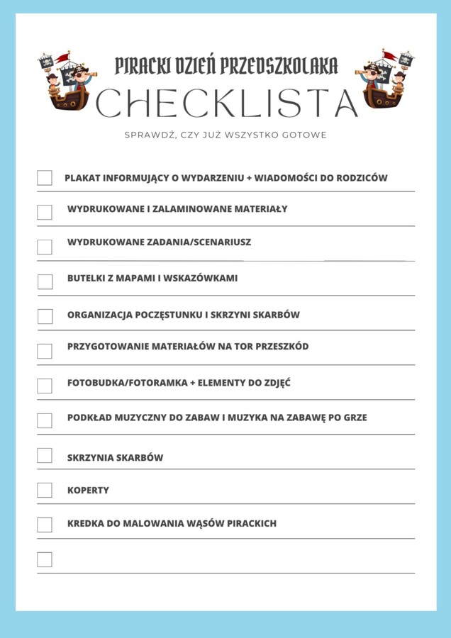 PIRACKI DZIEŃ PRZEDSZKOLAKA GRA TERENOWA