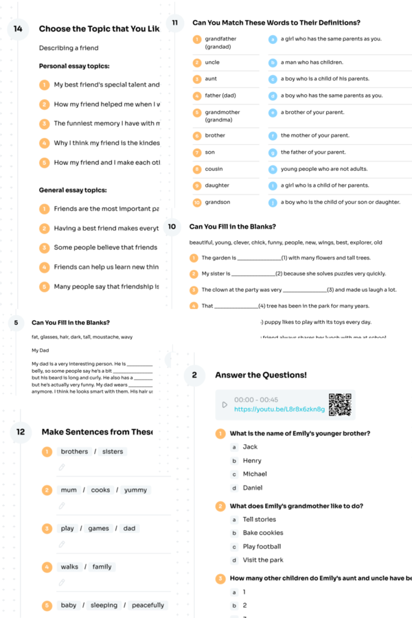 Junior Explorer 4 – Unit 1 – karta pracy – My Family (24/25) – family, appearance – Krzyżówka GRATIS