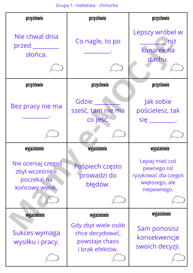 Tropiciele przysłów - gra dydaktyczna dla klas 4-8