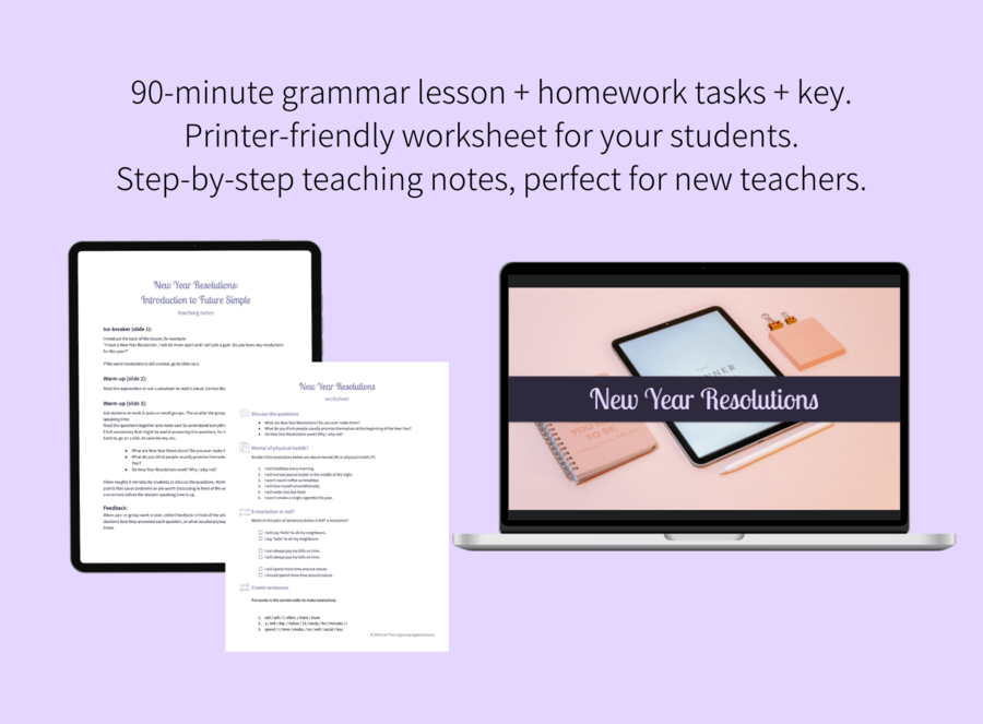 Gramatyka dla dorosłych: New Year Resolutions (poziom A1-A2)