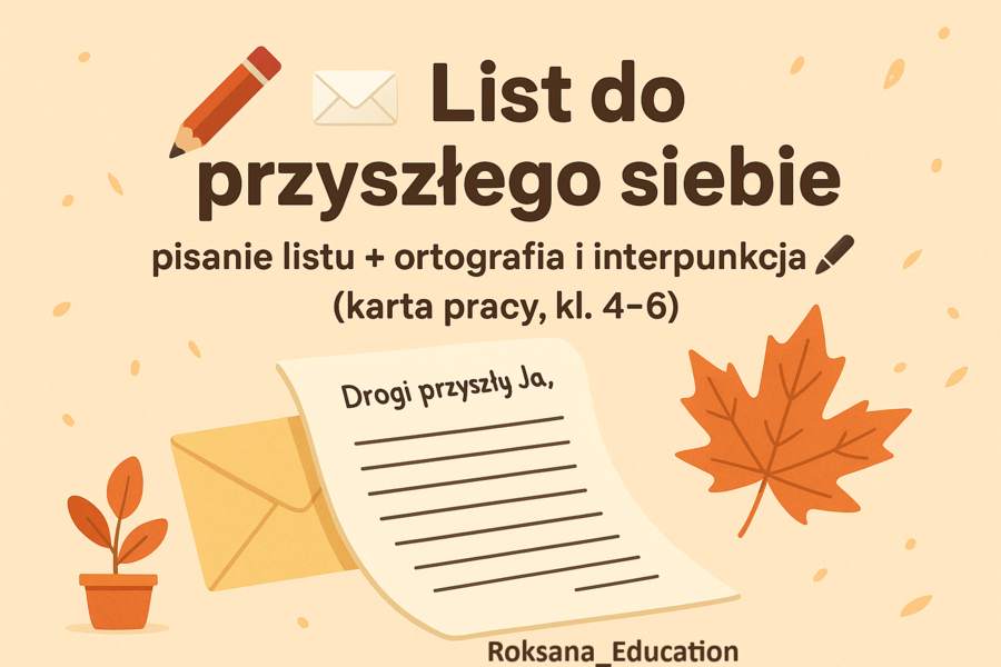 ✉️ „List do przyszłego siebie” – pisanie listu + ortografia i interpunkcja 🖊️ (karta pracy, kl. 4–6)