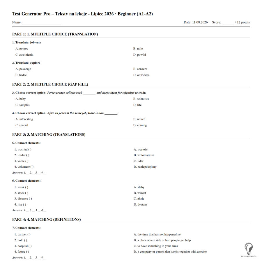 Generator testów, THE 3-LEVEL PRESS Issue #01