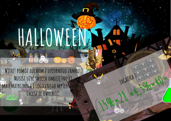 Halloween Escape Room – Ułamki zwykłe, Ułamki dziesiętne, Liczby ujemne, Procenty