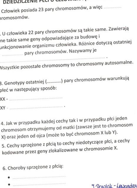 Dziedziczenie płci u człowieka - KP