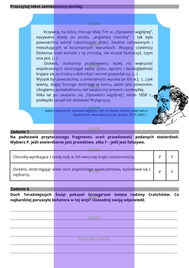 Opowieść wigilijna - czytanie ze zrozumieniem
