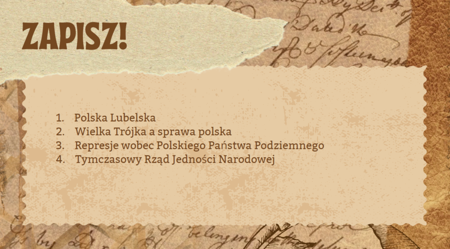 "Sprawa polska pod koniec wojny" prezentacja + karta pracy