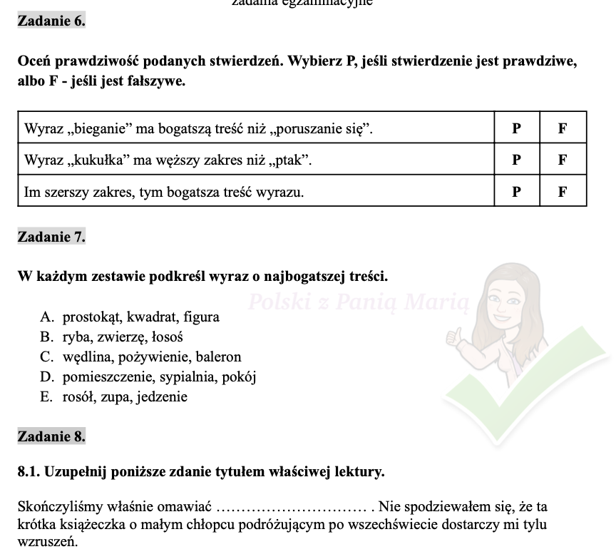 Treść i zakres - zadania egzaminacyjne