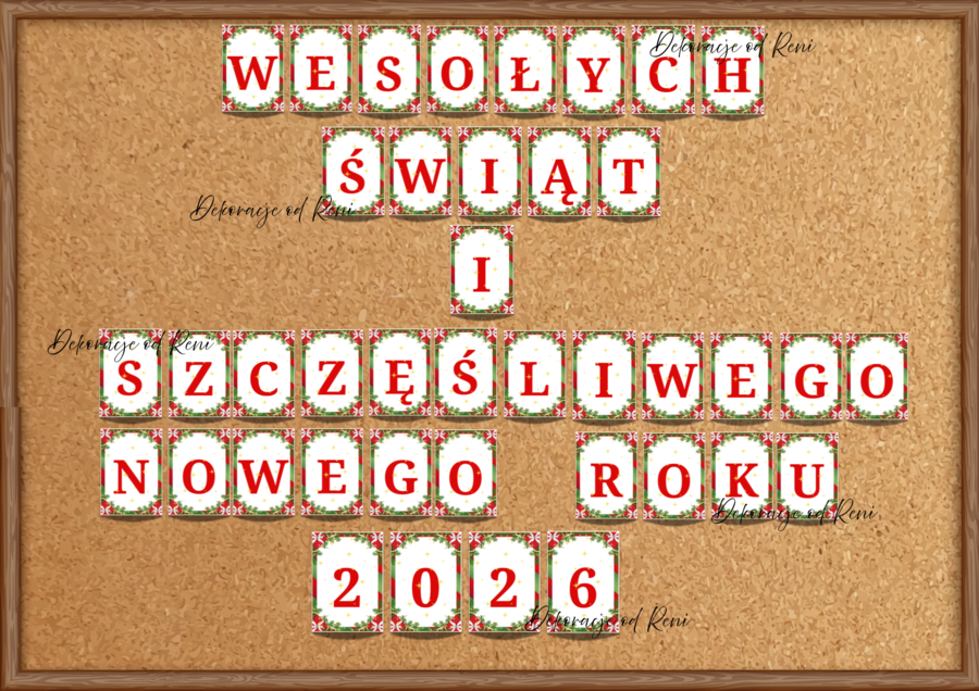 Girlanda - WESOŁYCH ŚWIĄT I SZCĘŚLIWEGO NOWEGO ROKU 2026 - wersja 2