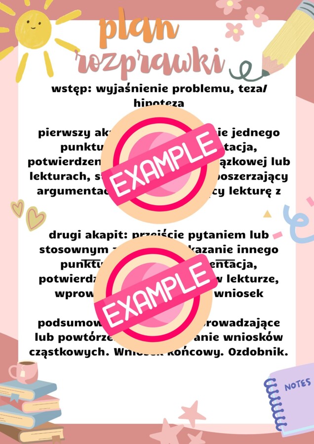 Rozprawka, poziom podstawowy, 1 strona pdf, naklejka/planer