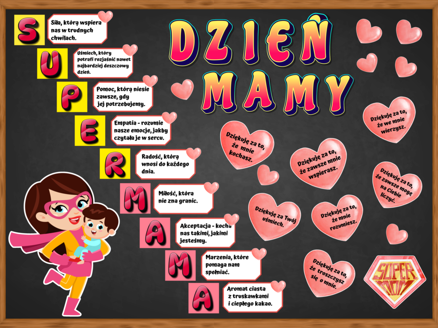 Gazetka „DZIEŃ MAMY – SUPERMAMA" - zestaw materiałów - duża ilustracja