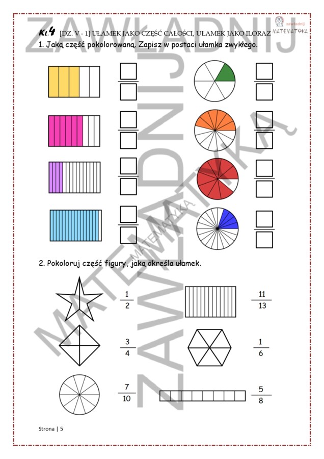 Dział V: Ułamki zwykłe
