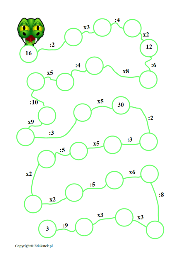 Matematyczne węże - doskonalenie mnożenia i dzielenia