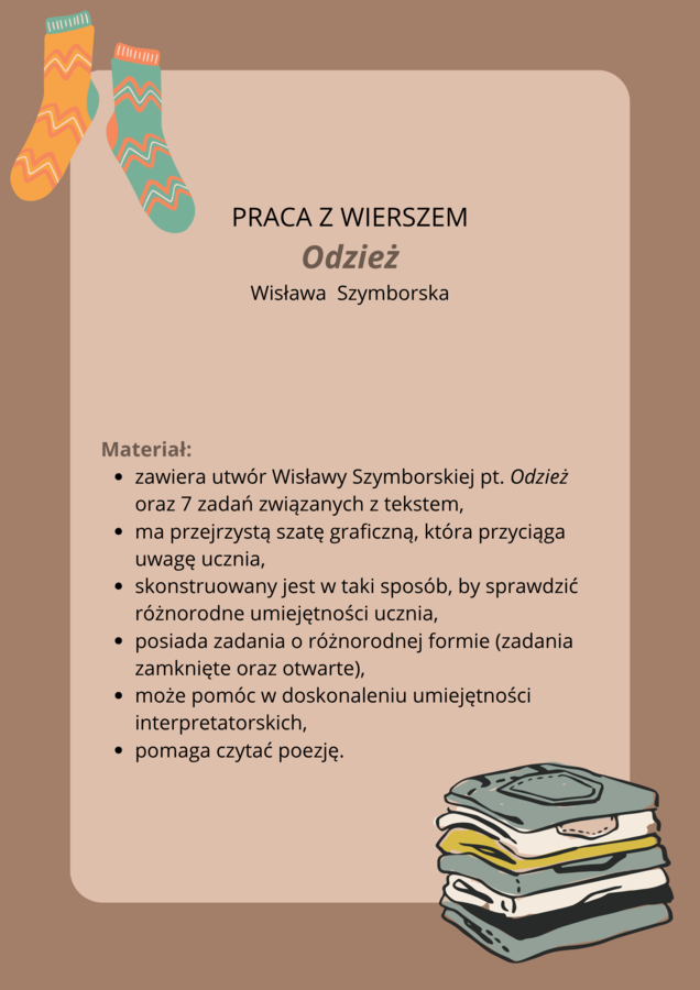 Praca z wierszem - Odzież - W. Szymborska