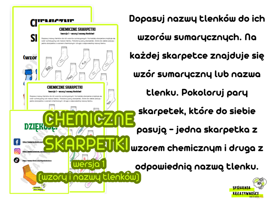 CHEMICZNE SKARPETKI wersja 1 (wzory i nazwy tlenków)