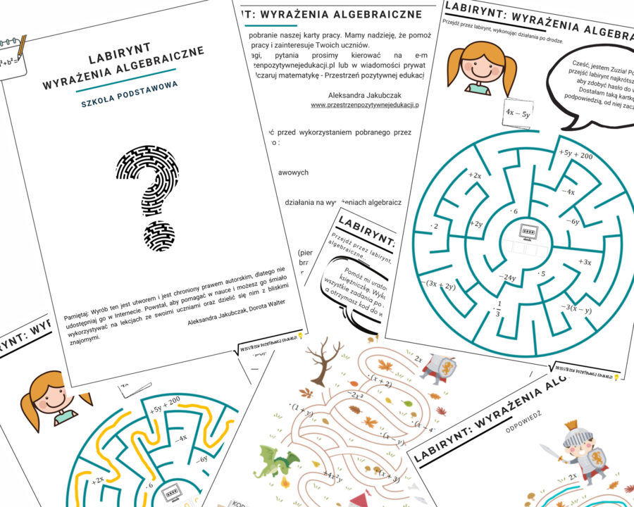 Wyrażenia algebraiczne - 2 labirynty + wersja w języku ukraińskim