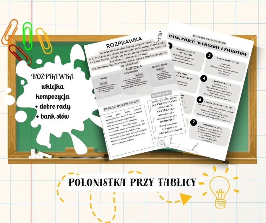 Rozprawka - wklejka - kompozycja, elementy twórcze, bank słówek, dobre rady