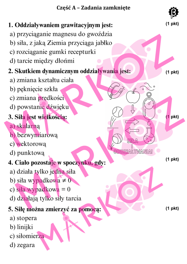 Sprawdzian - oddziaływania i siły