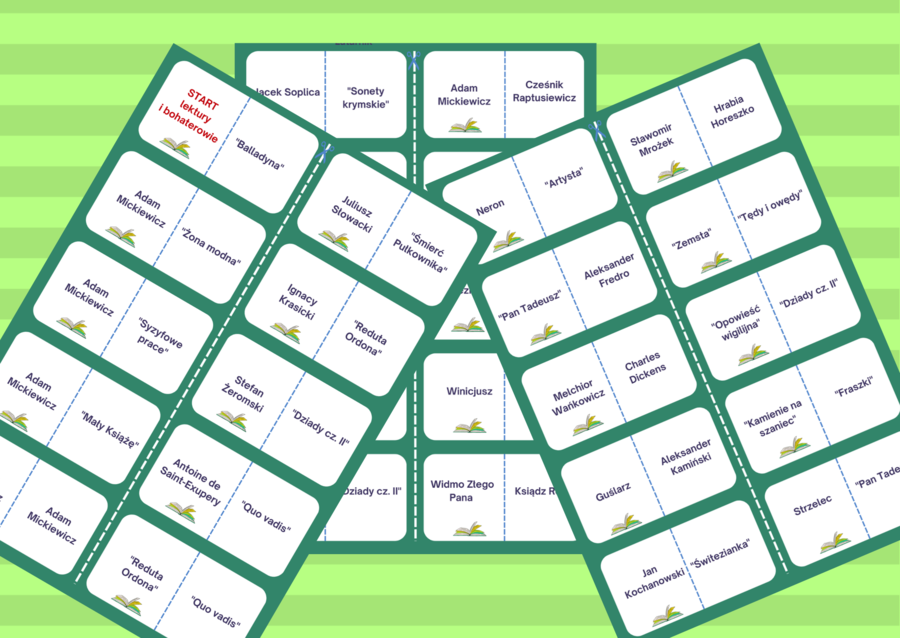 Domino - lektury obowiązkowe kl.7-8 - powtórzenie - egzamin