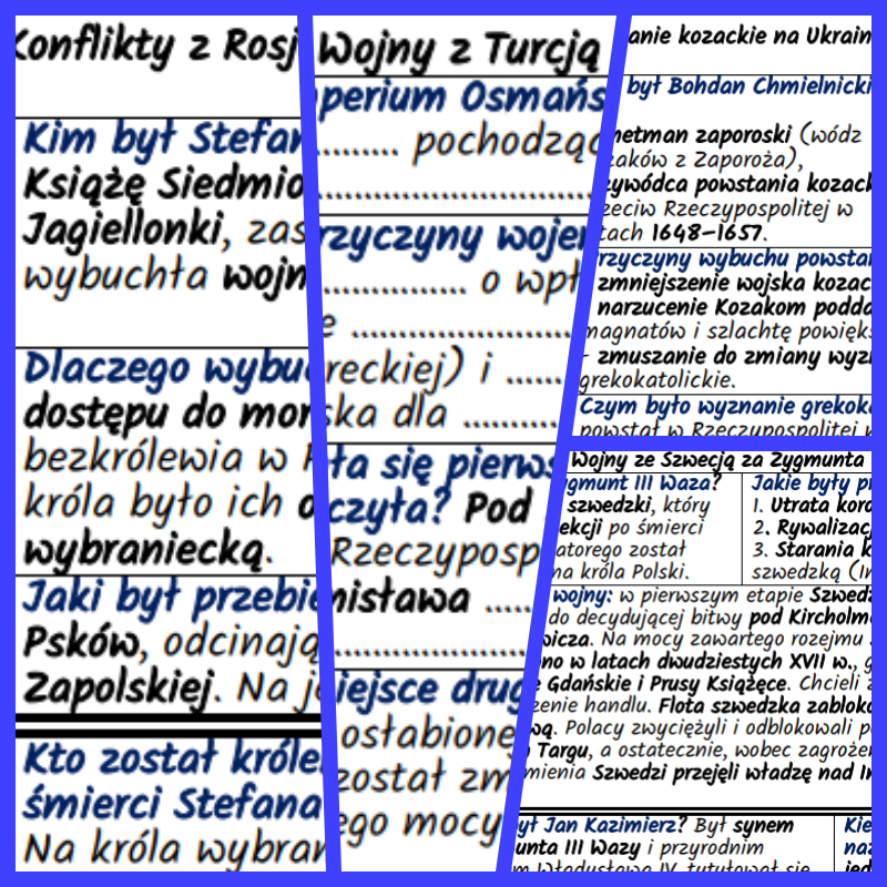 Dzieje i kultura Rzeczpospolitej w XVI–XVII w. Komplet notatek i kart pracy
