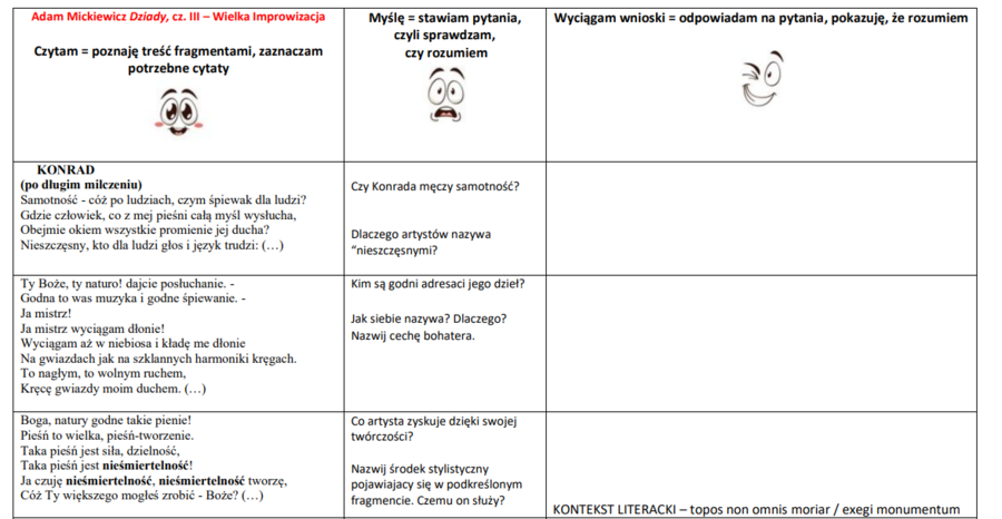 Wielka Improwizacja - karta pracy