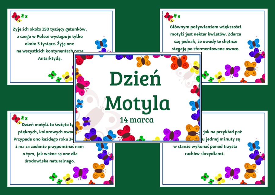 DZIEŃ MOTYLA - Ciekawostki o motylach - WIOSNA – gazetka – biblioteka – świetlica – 23 strony – wersja 1