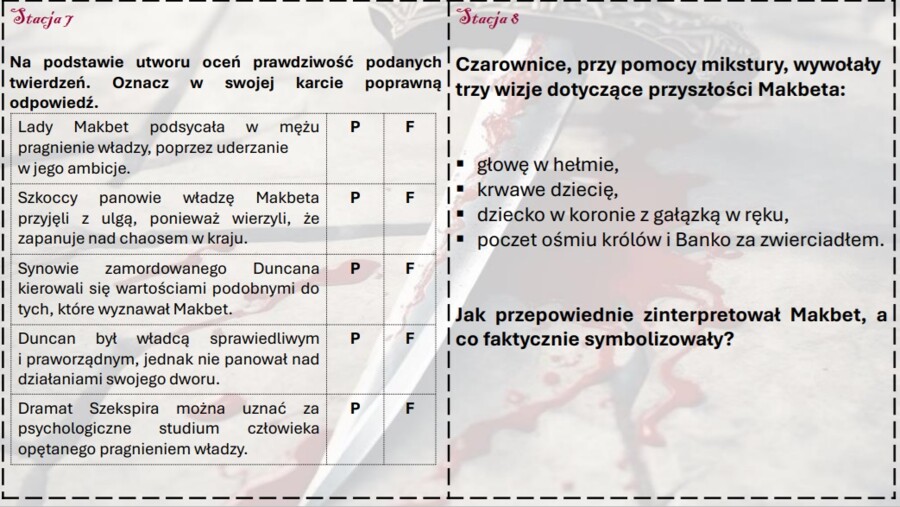 Stacje zadaniowe "Makbet"