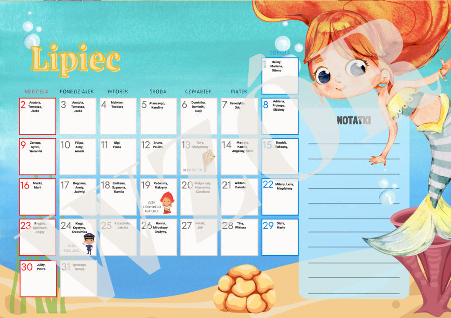Kalendarz dni nietypowych - 2022/2023 syrenki