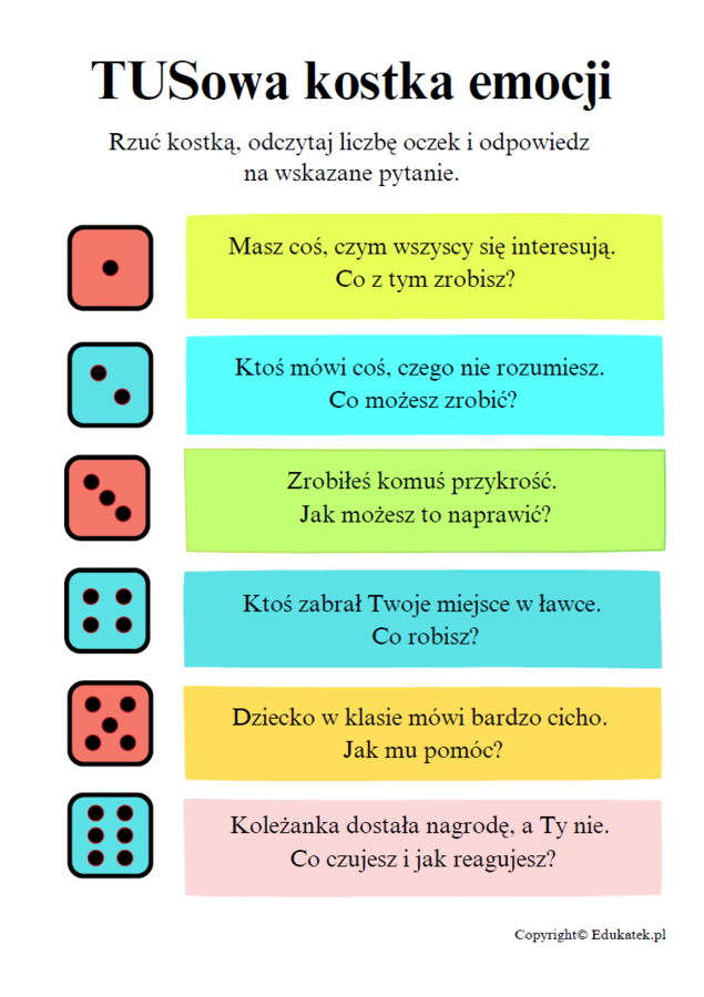 TUSowa kostka emocji – gra wspierająca rozwój emocjonalny i społeczny