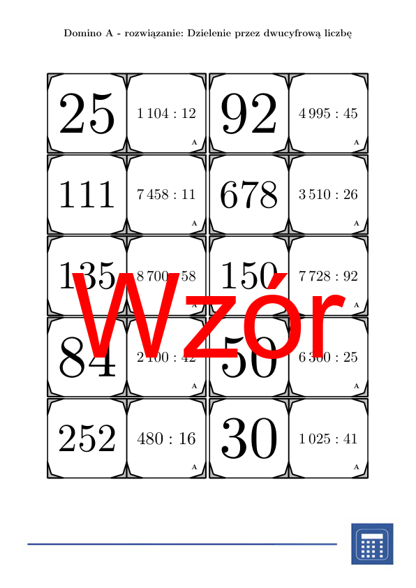 Domino - Dzielenie przez dwucyfrową liczbę | matematyka