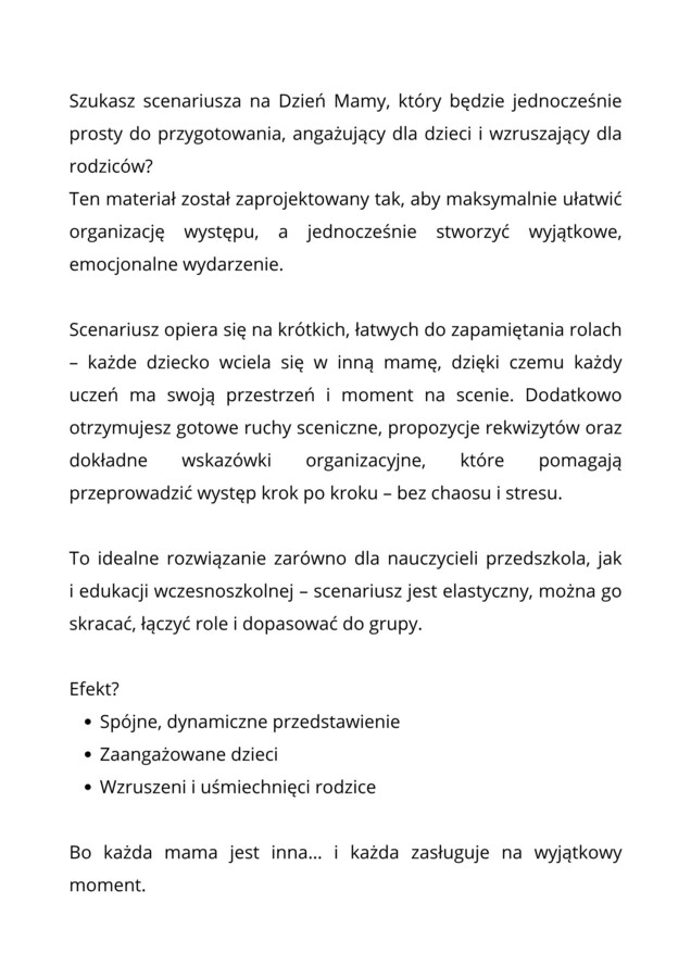 Mamy są różne - wszystkie wyjątkowe ( scenariusz apelu)