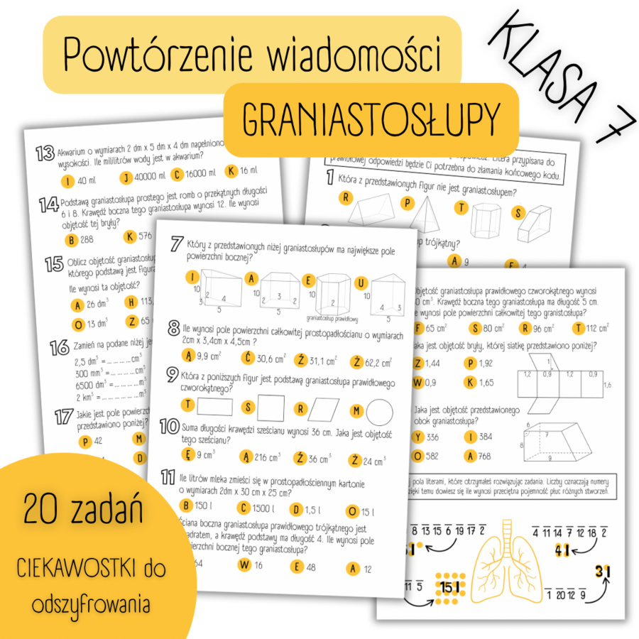POWTÓRZENIE MATERIAŁU - Graniastosłupy – KLASA 7