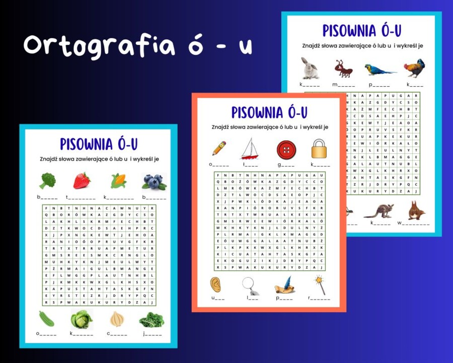 Ortograficzne wykreślanki - ó,u