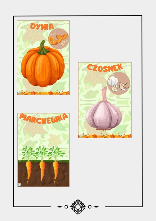 JESIENNE WARZYWA I OWOCE. PLANSZE I KOLOROWANKI.