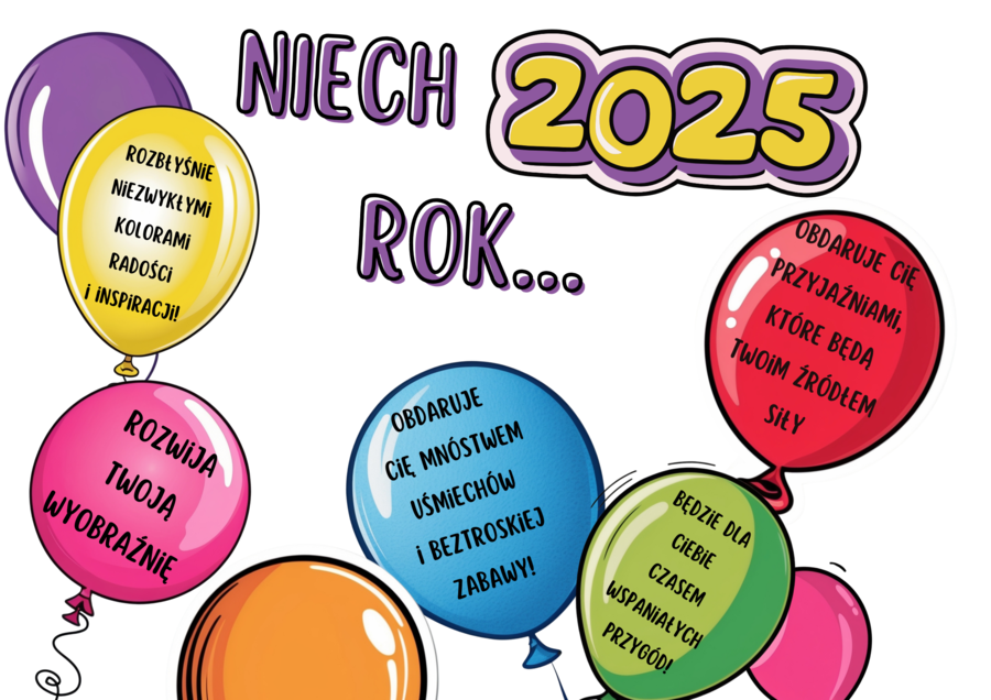 Noworoczna gazetka/ozdoba - Życzenia na nowy rok (2025), możliwość własnej aranżacji
