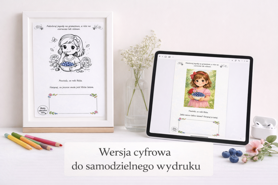 Róża je jagody – czytanie i kolorowanie [Karta pracy]