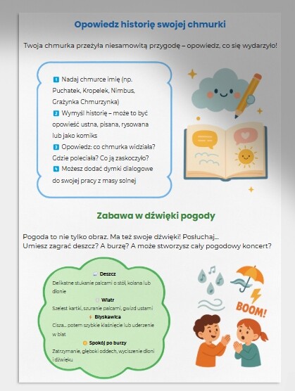 Zabawy sensoryczne: masa solna – lepiemy chmurki, deszczowe krajobrazy