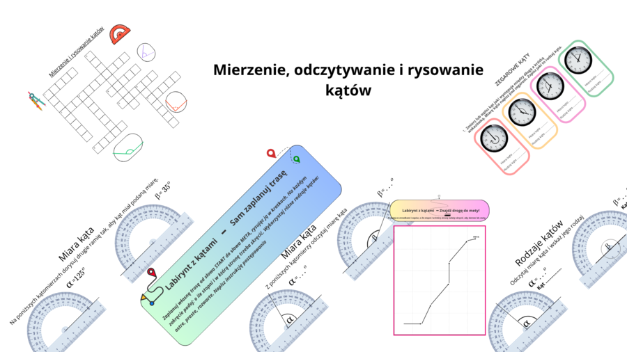 Mierzenie, odczytywanie i rysowanie kątów – zestaw aktywizujących kart pracy