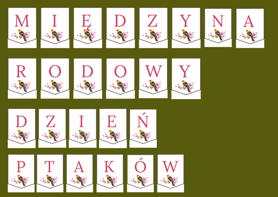 DZIEŃ PTAKÓW – wiosna - girlanda – napis – gazetka – wersja 2