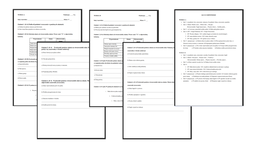 podmiot, orzeczenie i zdanie pojedyncze (kl. 4)